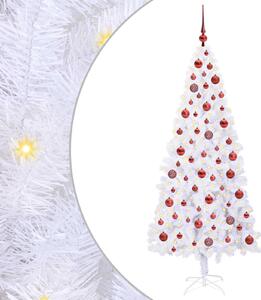 Sztuczna choinka z 300 diodami LED Biały 180 cm PVC i stal