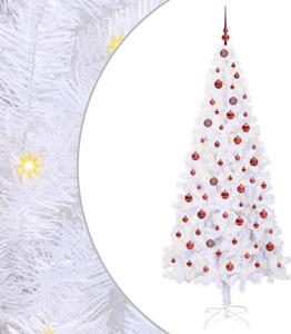 Sztuczna choinka z 300 diodami LED Biały 210 cm PVC i stal