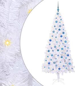 Sztuczna choinka z 300 diodami LED Biały 210 cm PVC i stal