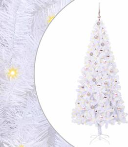 Sztuczna choinka z 300 diodami LED Biały 210 cm PVC i stal