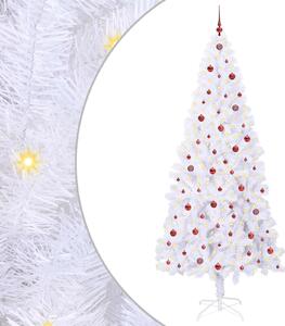 Sztuczna choinka z 300 diodami LED Biały 240 cm PVC i stal