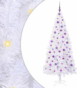 Sztuczna choinka z 300 diodami LED Biały 210 cm PVC i stal