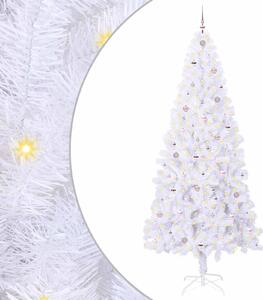 Sztuczna choinka z 300 diodami LED Biały 240 cm PVC i stal