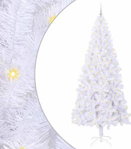 Sztuczna choinka z 300 diodami LED Biały 240 cm PVC i stal