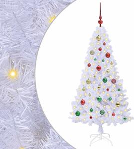 Sztuczna choinka z 150 diodami LED Biały 150 cm PVC i stal