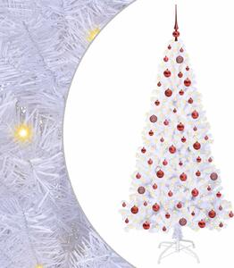 Sztuczna choinka z 300 diodami LED Biały 180 cm PVC i stal