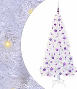 Sztuczna choinka z 300 diodami LED Biały 180 cm PVC i stal