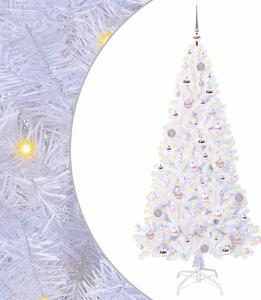 Sztuczna choinka z 300 diodami LED Biały 180 cm PVC i stal