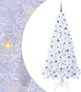 Sztuczna choinka z 300 diodami LED Biały 210 cm PVC i stal