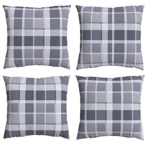 Poduszka na zewnątrz 4 pcs Szary w krate 60 x 60 cm tkanina