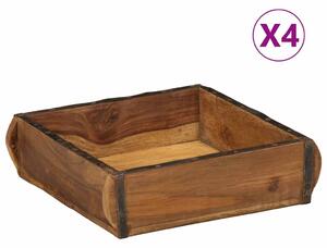 Taca 4 pcs Brązowy 29 x 31 x 10 cm Lite Drewno Recyklingowe