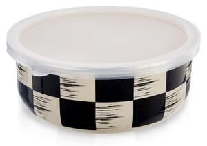 Miska emaliowana z pokrywką SZACHOWNICA 19 cm, 1,5 l