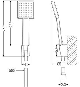 Mexen Royo R45 bateria wannowa z zestawem prysznicowym, czarna - 7223R45-70