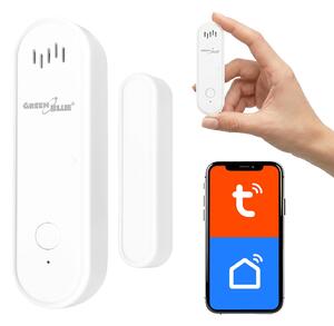Bezprzewodowy czujnik reed'a / czujnik otwarcia WiFi firmy GreenBlue, kompatybilny z Androidem/iOS, do drzwi/okien, zasilany bateriami 3,0 V DC (LR03x2), z alarmem, model GB478