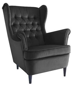 Fotel uszak HARRY VELVET czarny