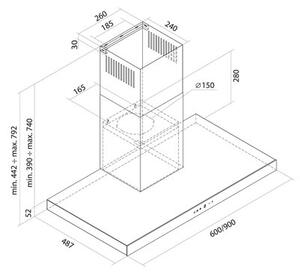 Okap GLOBALO Lonatio 90.1 BiaÅy 608m3/h 61dB klasa B