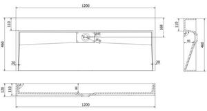Mexen Ava umywalka nablatowa z konglomeratu B/O 120 x 46 cm, czarna - 23011270