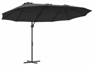 Parasol plażowy Czarny 372 x 198 x 243 cm Poliester i aluminium