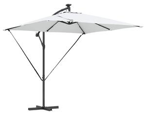 Parasol plażowy z paskami LED piaskowy 249 x 249 x 250 cm