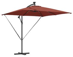 Parasol plażowy z paskami LED terakota 249 x 249 x 250 cm