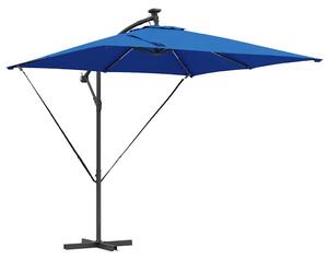 Parasol plażowy z paskami LED Niebieski azur 249 x 249 x 250 cm