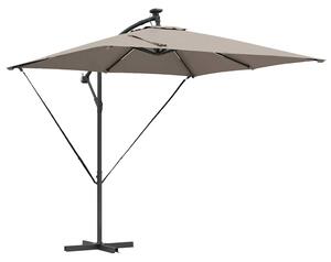Parasol plażowy z paskami LED Ciemnoszary 249 x 249 x 250 cm