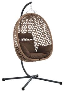 Wiszące krzesło jajo kawowy 104 x 100 x 191 cm polirattan