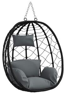 Wiszące krzesło jajo Antracyt 91,5 x 54,5 x 107 cm polirattan