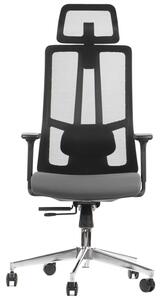 Krzesło obrotowe AKCENT z regulowanym na wysokość oparciem - szaro-czarny