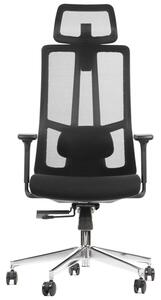 Krzesło obrotowe AKCENT z regulowanym na wysokość oparciem - czarny-oparcie siatka