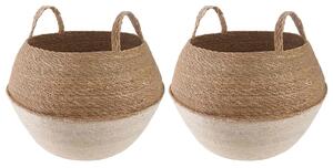 Doniczka z uchwytami 2 pcs Biały Ø 45 x 36 cm 100% Trawa morska