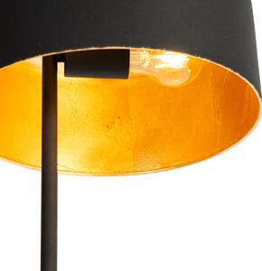 Lampa podłogowa Retro czarna ze złotym wnętrzem - Jinte Oswietlenie wewnetrzne