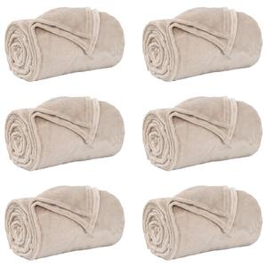 Koce narzutowe 6 pcs Beżowy 130 x 150 cm Polar