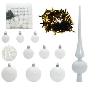 Zestaw Bombek Choinkowych 120 pcs Biały Z tworzywa sztucznego