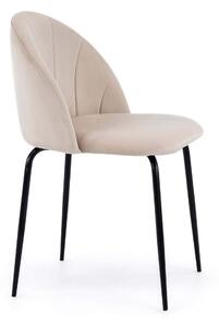 MebleMWM Krzesło tapicerowane THDC015-1 beżowy welur noga czarna