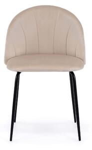 EMWOmeble Krzesło tapicerowane THDC015-1 beżowy welur/czarne nogi