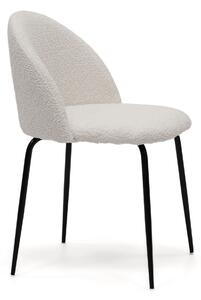 MebleMWM Krzesło tapicerowane THDC015-1 biały baranek noga czarna