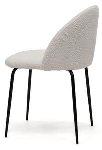 EMWOmeble Krzesło tapicerowane THDC015 biały boucle/czarne nogi