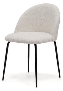 EMWOmeble Krzesło tapicerowane THDC015 biały boucle/czarne nogi