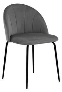 MebleMWM Krzesło tapicerowane THDC015-1 szary welur noga czarna