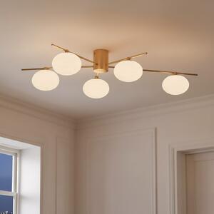 Lampa Sufitowa Lindby, Valisa, ściemnialny, złoty | mosiężny, salon, szkło