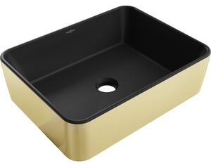 Mexen Catia umywalka nablatowa 48 x 37 cm, czarna mat/złota - 21314876