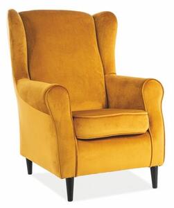 Fotel uszak BARON VELVET curry
