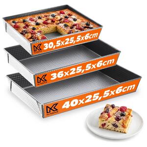 Zestaw blach do pieczenia 30 + 36 + 40 cm, srebrne