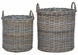 Kosz na rośliny z przechowywaniem 2 pcs Szary Rattan Lacak