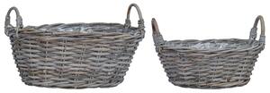 Kosz na rośliny z przechowywaniem 2 pcs Szary Rattan Lacak