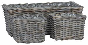 Kosz na rośliny z przechowywaniem 3 pcs Szary Rattan Kubu