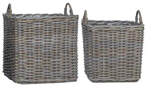 Kosz na rośliny z przechowywaniem 2 pcs Szary Rattan Lacak