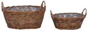 Kosz na rośliny z przechowywaniem 2 pcs Brązowy Rattan Lacak