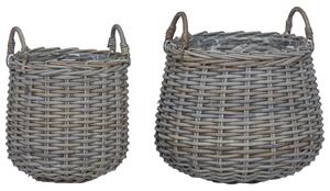 Kosz na rośliny z przechowywaniem 2 pcs Szary Rattan Lacak
